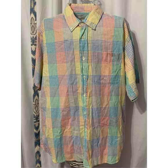 Nice Mark, Fore & Strike Casual Short Sleeve Button Up Multicolor Made In INDIA - Picture 1 of 5